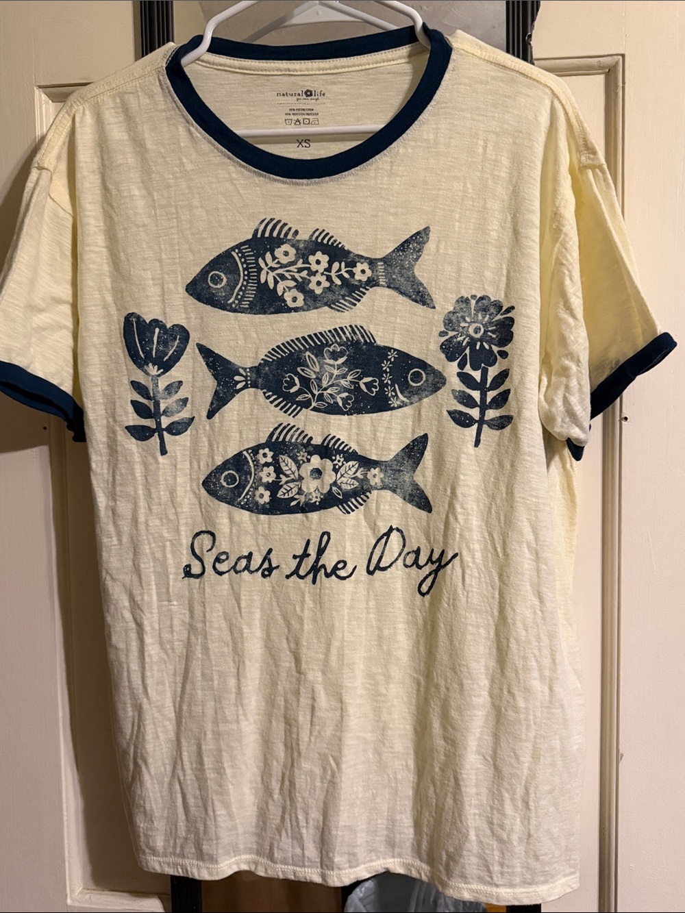 Natural Life Ringer Oversized Tee Shirt Size XS